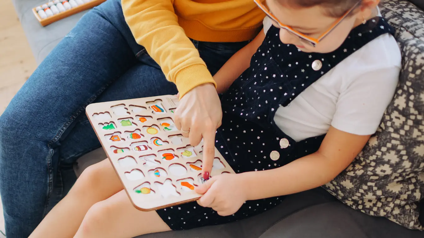 Child working through a psychoeducational learning task