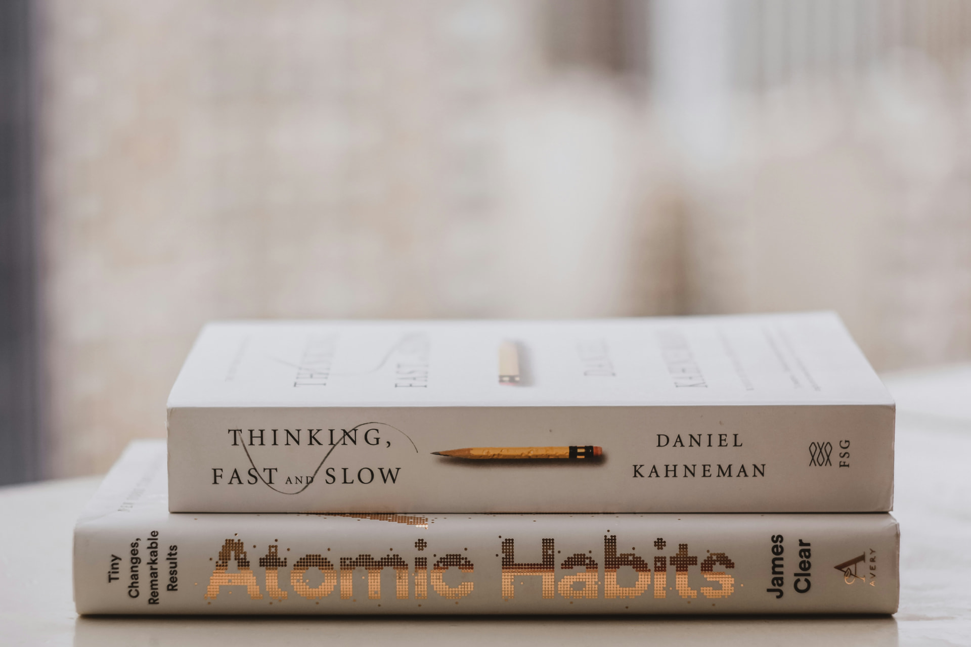 Stack of books on a table